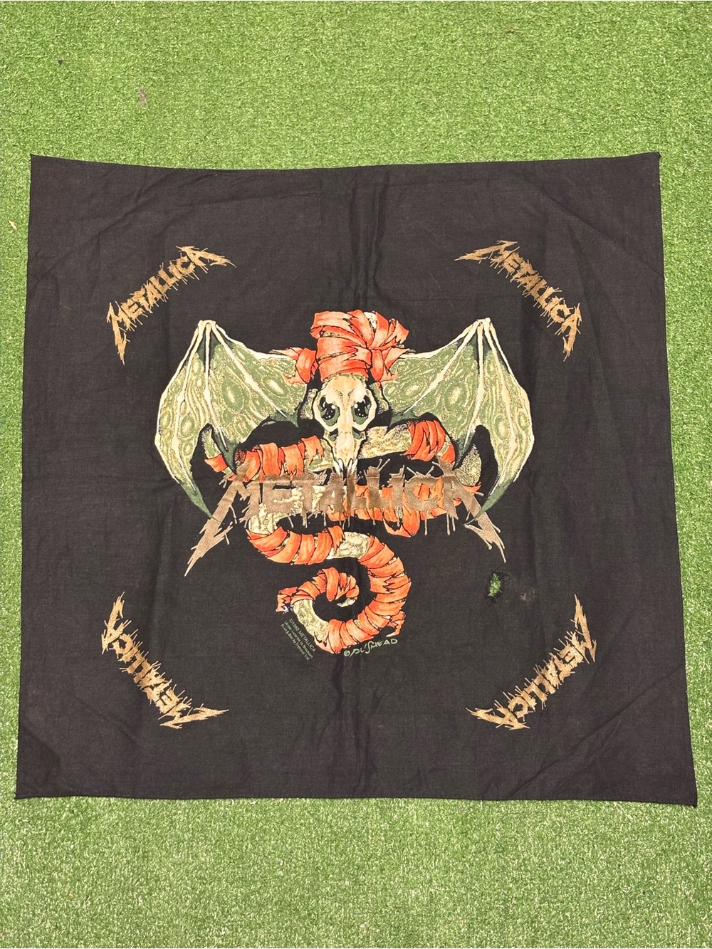 METALLICA Vintage Bandana Wherever I May Roam by Artist Pushead RARE 1990s